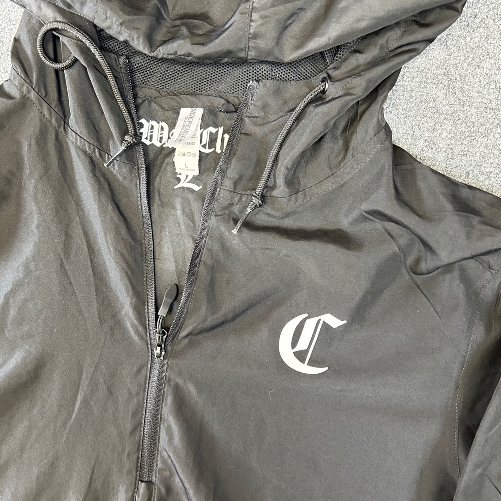 War Club Quarter Zip Windbreaker Jacket Black Mens Large Gothic Graphic Pullover - Picture 2 of 9
